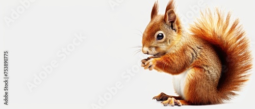  a red squirrel standing on its hind legs and looking at the camera with a surprised look on it's face.