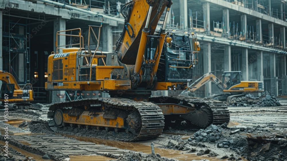 Robotics assisted construction equipment on a building site