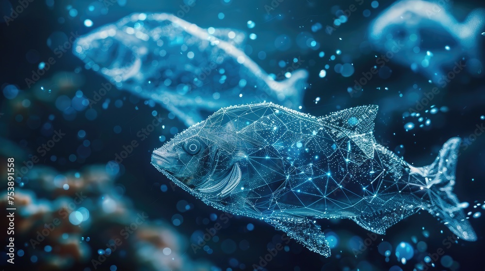 Obraz premium Sustainable seafood sourcing using blockchain technology