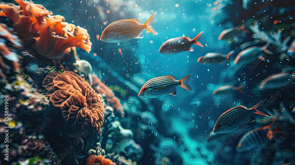 Fototapeta premium Sustainable seafood sourcing using blockchain technology
