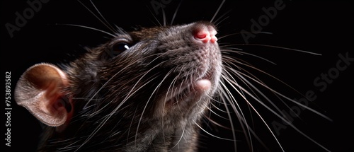  a close up of a rat's face with it's mouth open and it's eyes wide open.