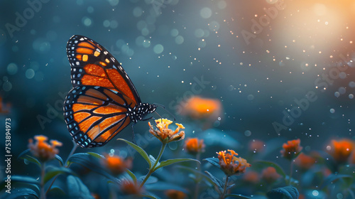 Enchanting monarch butterfly perched on a blooming © Alizeh
