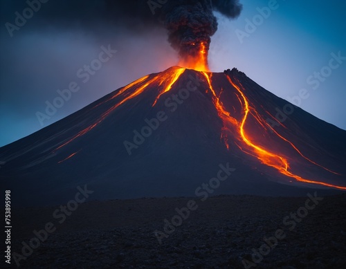 erupting volcano  lava