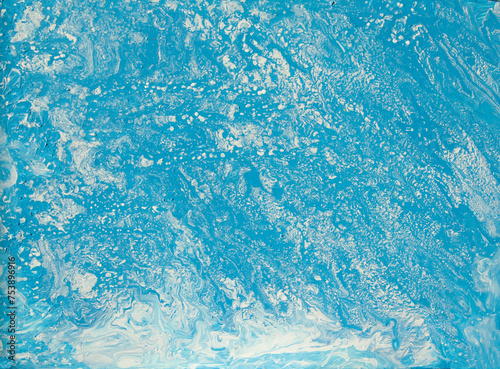 Abstract fluid art  painting blue and white