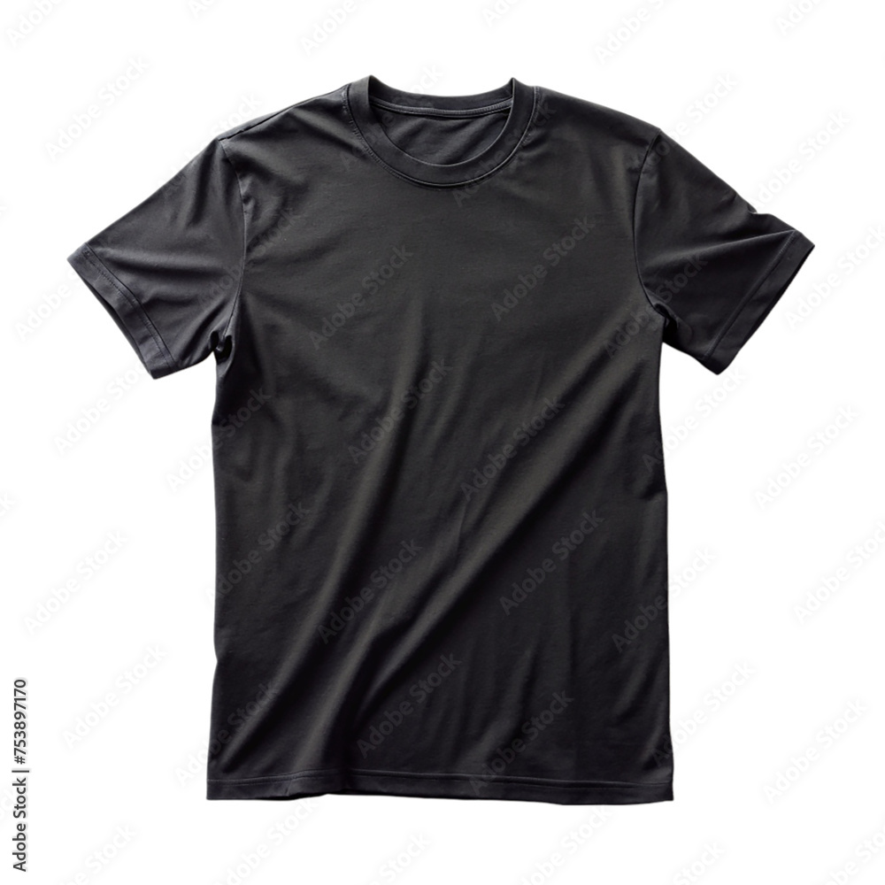 Black t-shirt isolated on transparent background Black t-shirt isolated on transparent background