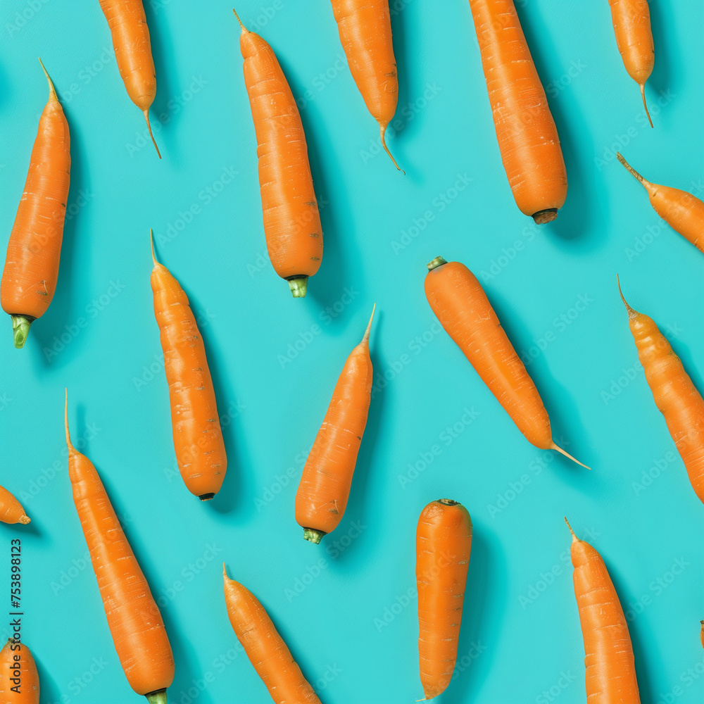 seamless pattern with mini carrots.Minimal creative Easter food concept.Copy space,top view,Flat lay.Generative AI seamless pattern with mini carrots.Minimal creative Easter food concept.Copy space,top view,Flat lay.Generative AI
