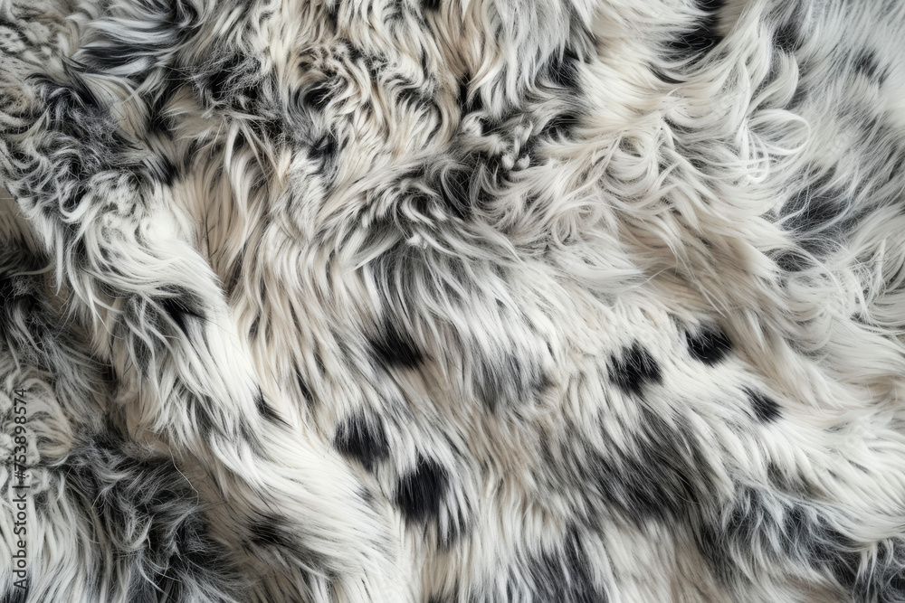 A texture of a fur coat with hairs, spots, and stripes A texture of a fur coat with hairs, spots, and stripes