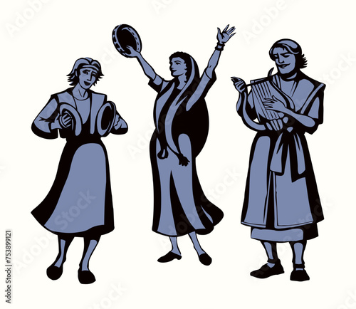 The ancient people are having fun. Vector drawing