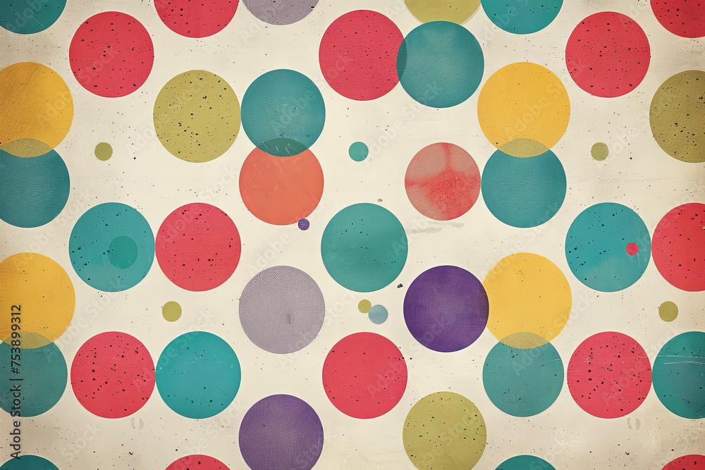 A pattern of polka dots with different colors and sizes A pattern of polka dots with different colors and sizes