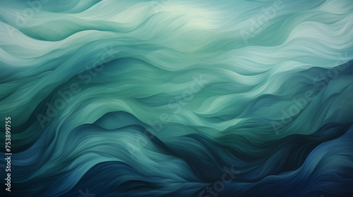 Green beautiful background in style of watercolour, sea waves, smooth artistic flow texture photo