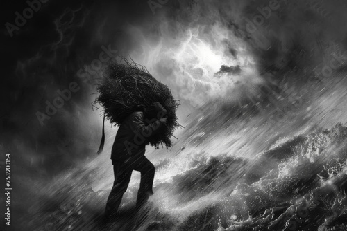 Monochrome Man Against Storm © spyrakot