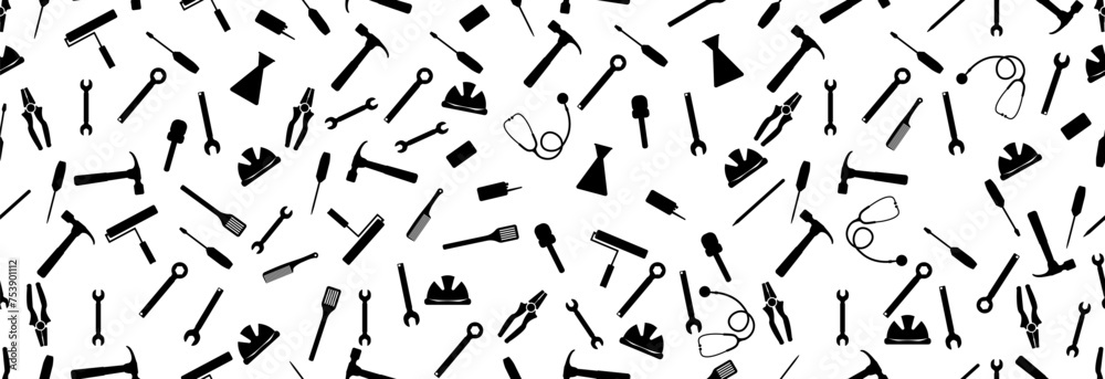 Black and white banner for Labor Day. Seamless background. Black and white banner for Labor Day. Seamless background.