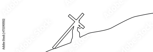 Jesus Christ carried the cross on his shoulders to Mount Calvary.