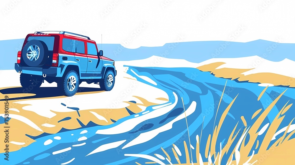 Fototapeta premium off-road car, country music background, road trip,