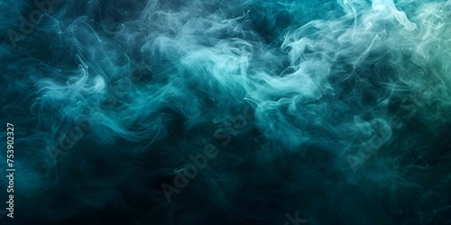 Eeriegreenandbluesmokeswirlsagainstablackbackgroundcreatingamysteriousatmosphere. Concept Green Smoke Photography, Blue Smoke Art, Mysterious Atmosphere, Dark Background, Abstract Smoke Art