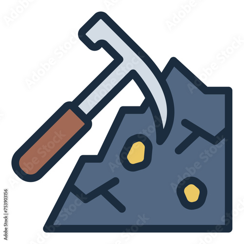 Mining pickaxe industry icon