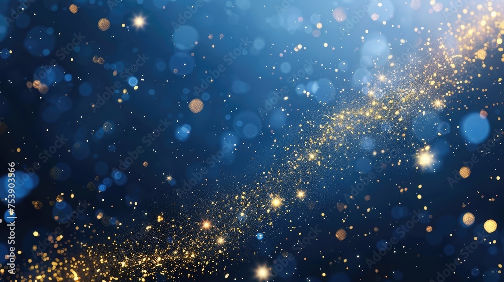 Obraz premium abstract background with Dark blue and gold particle. Christmas Golden 