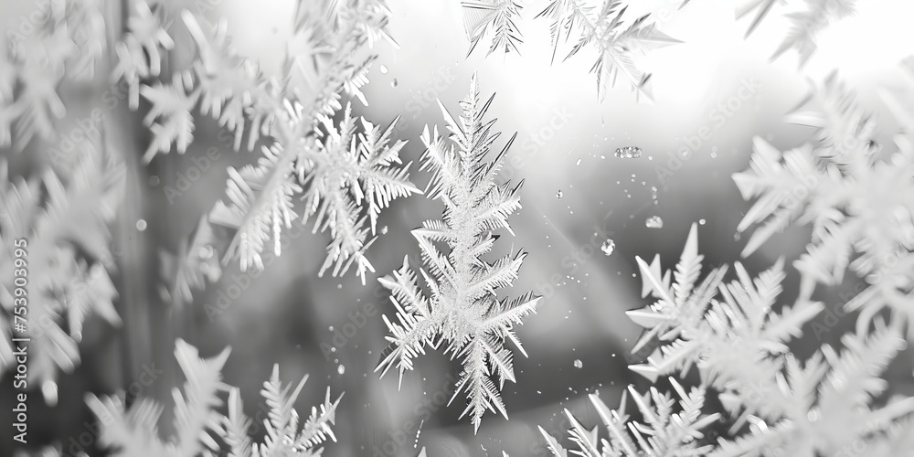 A close up of snowflakes with a white background A close up of snowflakes with a white background