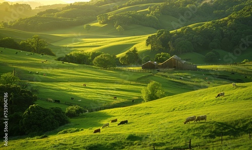 Natural resources in rural landscapes with a photograph of a dairy farm nestled in a lush valley surrounded by verdant meadows