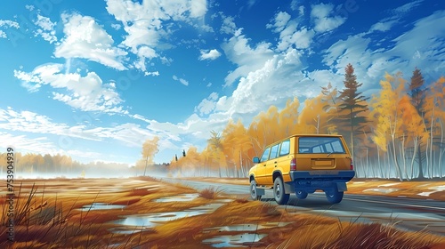 Wallpaper Mural off-road car, country music background, road trip, Torontodigital.ca