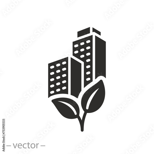 Мобильgreen building icon, eco architecture, ecology city, bio house, flat symbol on white background - vector illustration eps10ное устройство