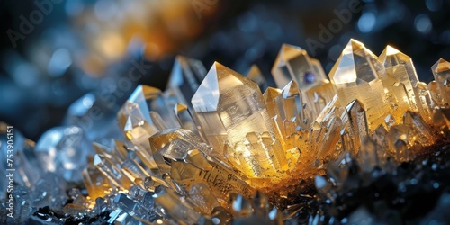 A cluster of crystals with a yellowish tint