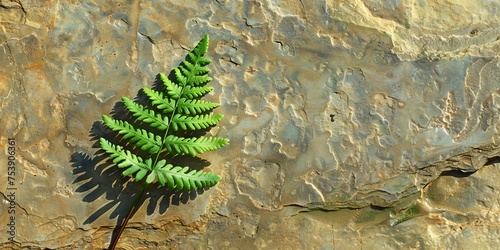 A leaf is on a rock photo