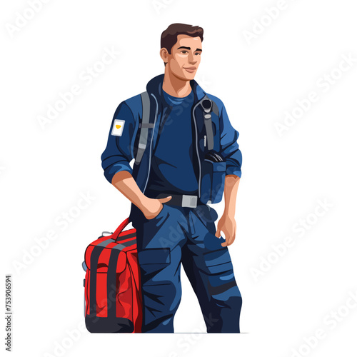 Paramedic semi flat RGB color vector illustration. E