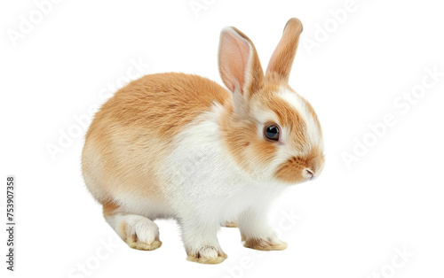 Graceful Tan and White Rabbit Standing Elegantly Isolated on Transparent Background PNG.