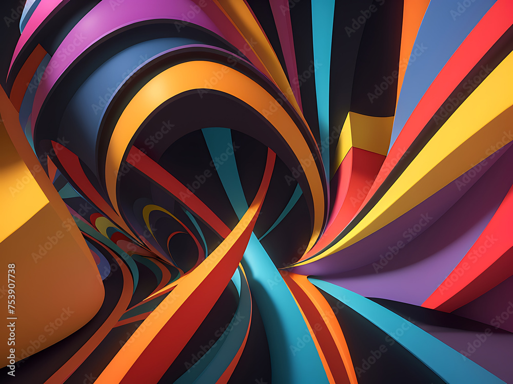 custom made wallpaper toronto digitalMulticolored 3D Abstract Ribbon Art