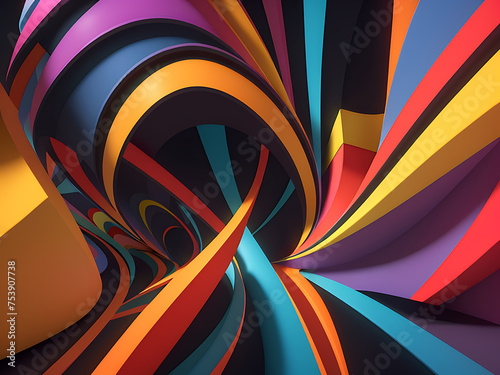 Wallpaper Mural Multicolored 3D Abstract Ribbon Art Torontodigital.ca