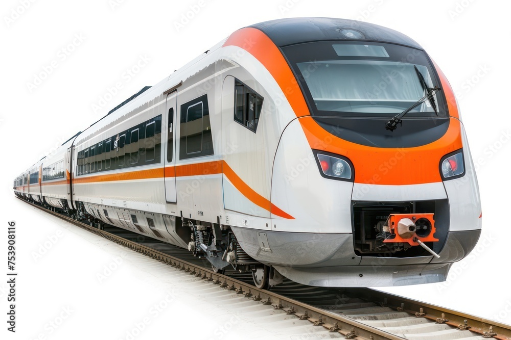 silver train sitting on a white background