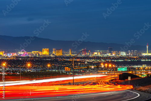 Photography Twilight Charm: 4K Ultra HD Image of Las Vegas Skyline at Evening Hour