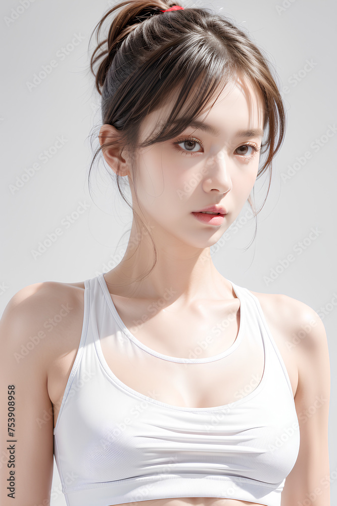 Gorgeous Young Female Sports Model - Active Woman - Beauty with Perfect Fine Features - Beautiful Smooth Hair - Model for Sportswear Gorgeous Young Female Sports Model - Active Woman - Beauty with Perfect Fine Features - Beautiful Smooth Hair - Model for Sportswear
