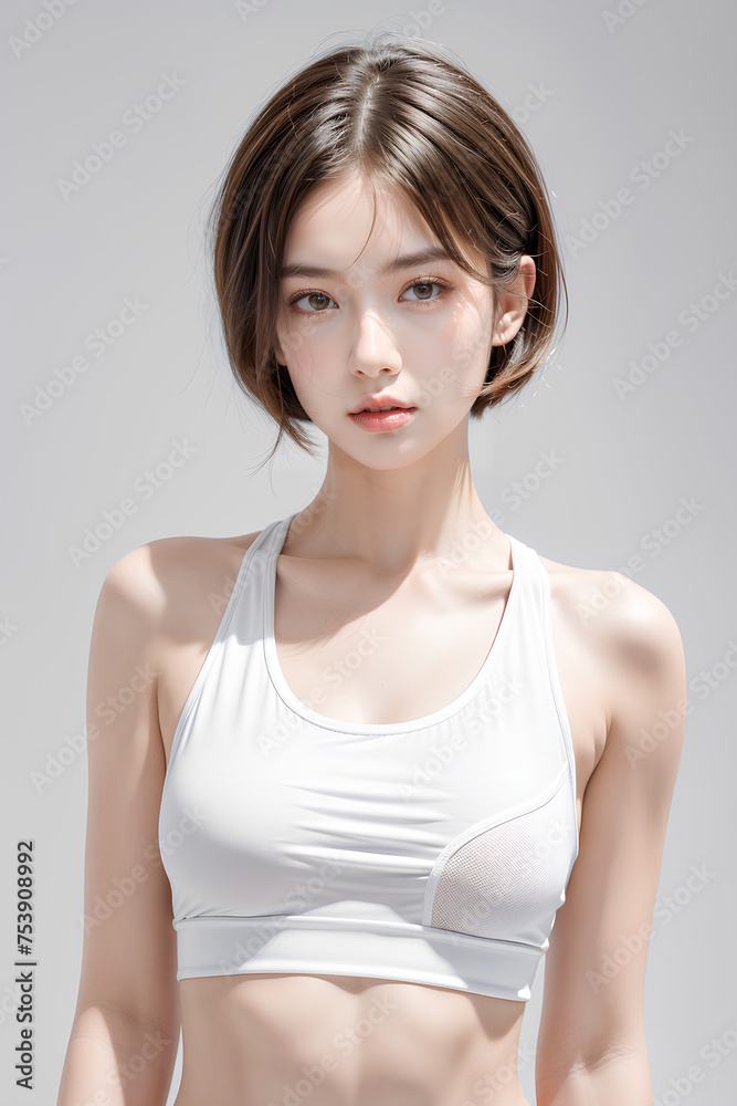 Gorgeous Young Female Sports Model - Active Woman - Beauty with Perfect Fine Features - Beautiful Smooth Hair - Model for Sportswear Gorgeous Young Female Sports Model - Active Woman - Beauty with Perfect Fine Features - Beautiful Smooth Hair - Model for Sportswear