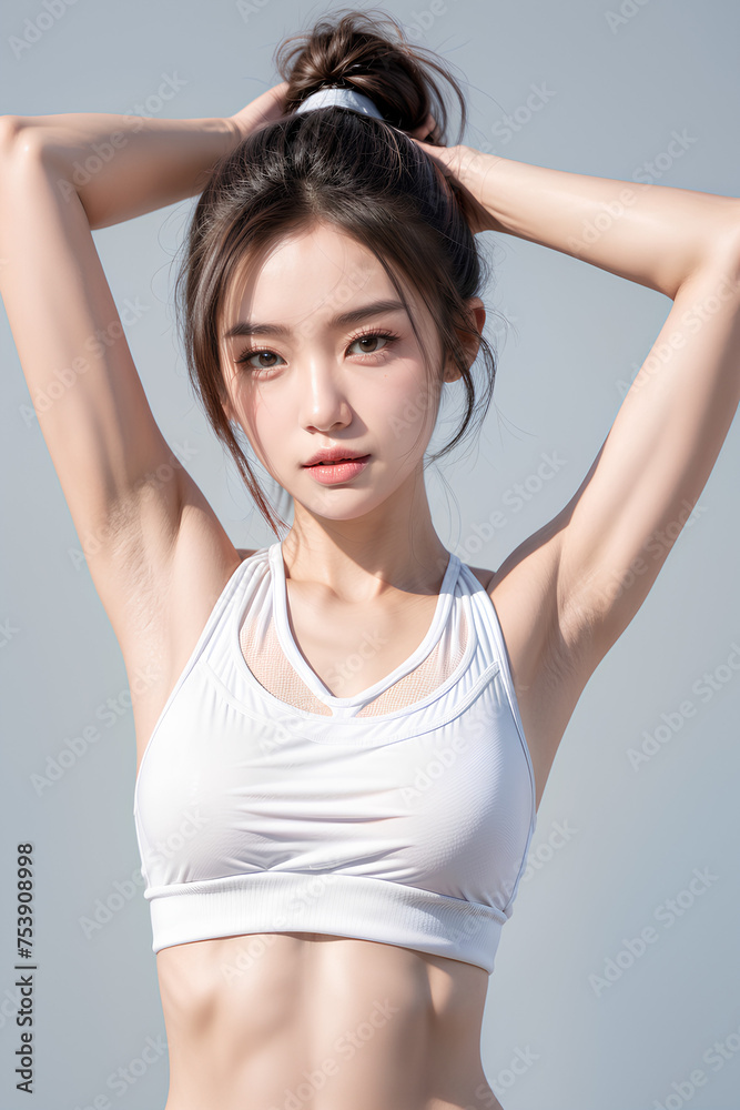 Gorgeous Young Female Sports Model - Active Woman - Beauty with Perfect Fine Features - Beautiful Smooth Hair - Model for Sportswear