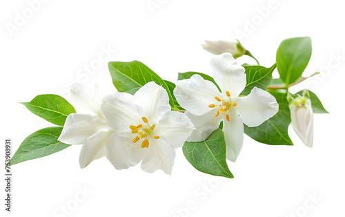 Fototapeta Naklejka Na Ścianę i Meble -  White Jasmine Scented Bloom Isolated on Transparent Background PNG.
