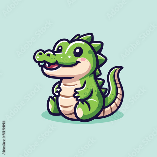 Alligator-Cute-Mascot-Logo-Illustration-Chibi-Kawaii