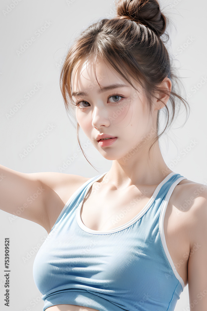 Gorgeous Young Female Sports Model - Active Woman - Beauty with Perfect Fine Features - Beautiful Smooth Hair - Model for Sportswear Gorgeous Young Female Sports Model - Active Woman - Beauty with Perfect Fine Features - Beautiful Smooth Hair - Model for Sportswear