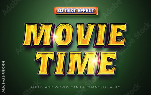 Movie title 3d editable text effect style