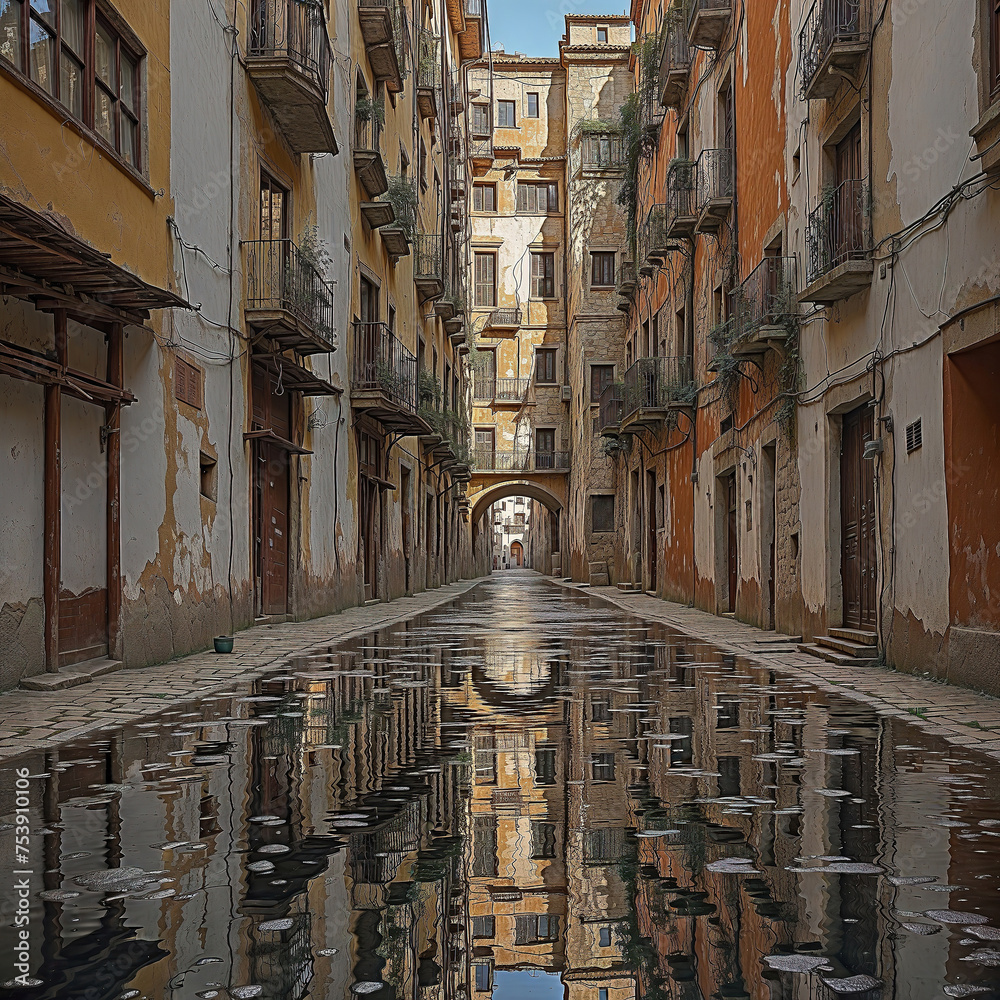 Naklejka premium Mediterrane Streets Decoration Canvas Print