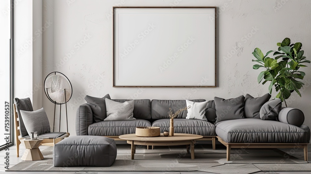 Beautiful Interior Design Furniture With Mockup Poster Artwork With ...