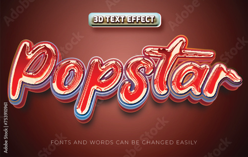 Popstar red 3d editable text effect style