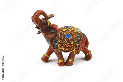 a small elephant statues with white background.