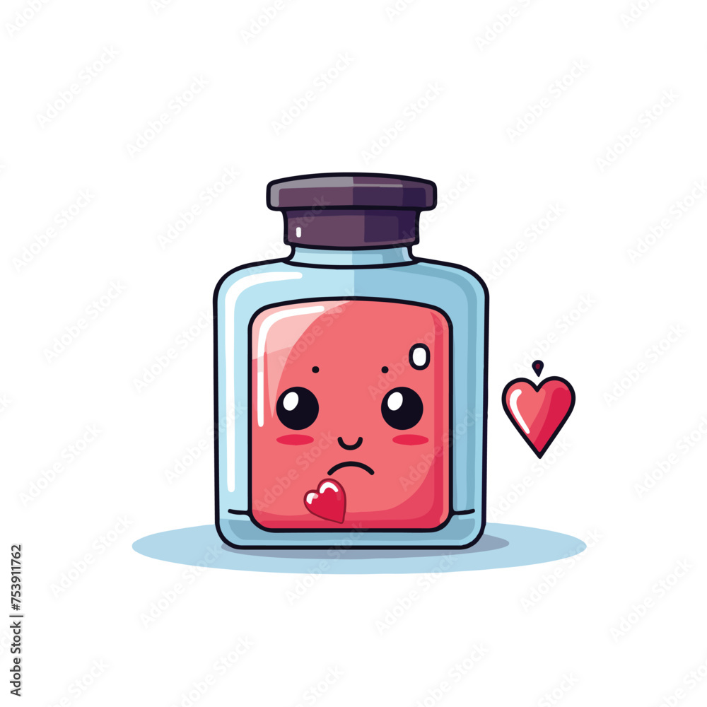 Square poison bottle character cartoon with kissing