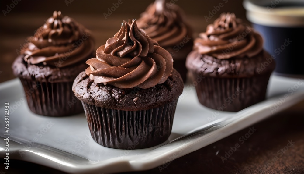Multitude of chocolate cupcakes background