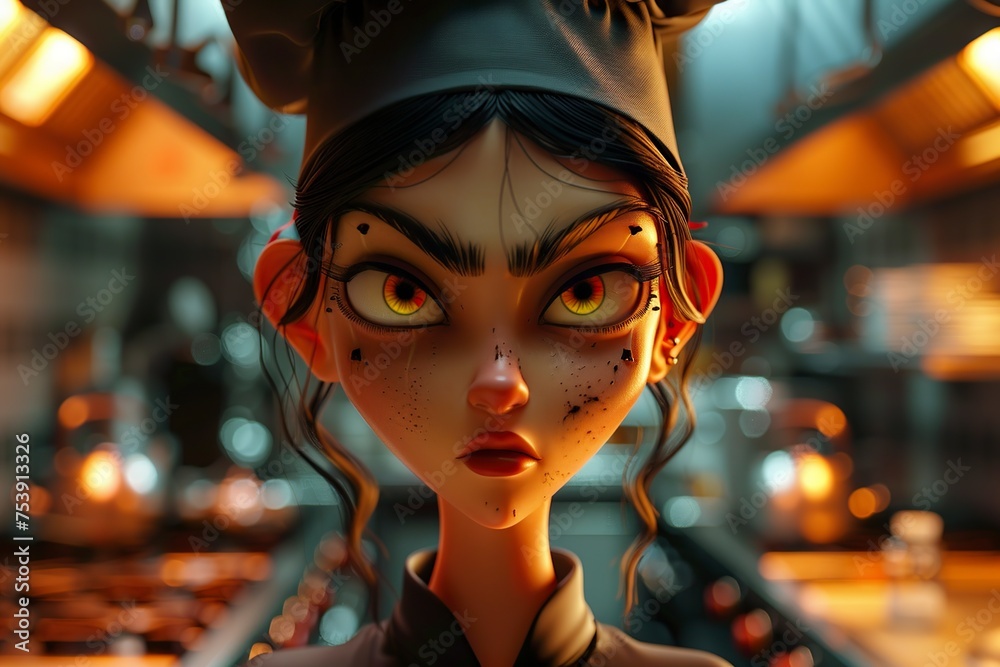 Cartoon Character With Yellow Eyes Wearing a Chefs Hat Cartoon Character With Yellow Eyes Wearing a Chefs Hat