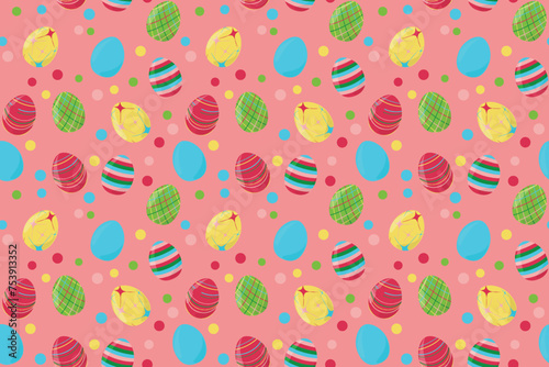 Seamless vector pattern Easter Eggs ornament Endless texture for spring design decoration print fabric greeting cards posters invitations advertisement Pink background