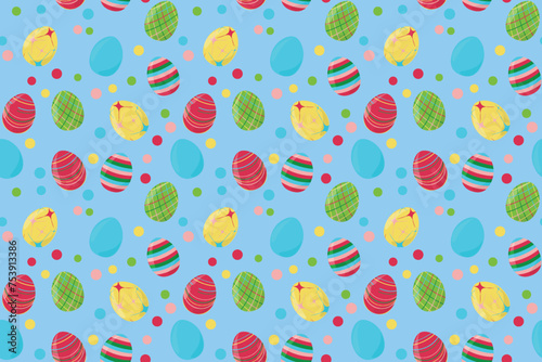 Seamless vector pattern Easter Eggs ornament Endless texture for spring design decoration print fabric greeting cards posters invitations advertisement Blue background
