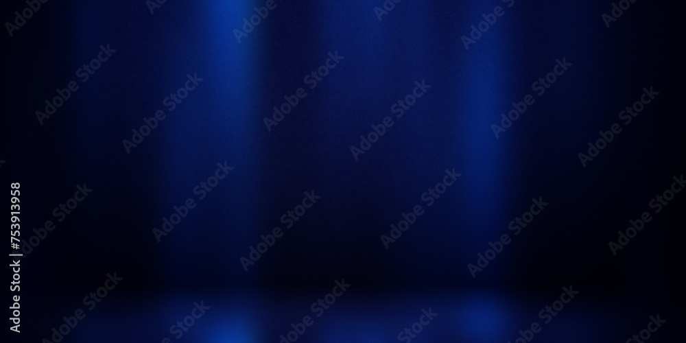 Fototapeta premium Empty dark blue abstract cement wall and studio interior texture for display products wall background
